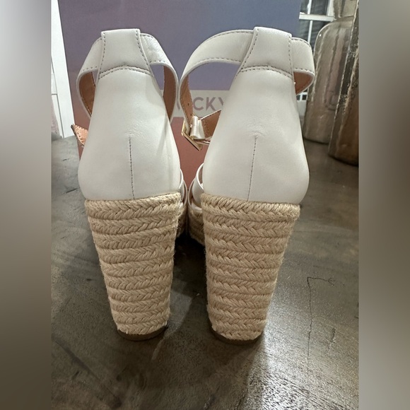 New $100 Lisa Vicky Leather Nordstrom Gemi Espadrille Wedge Sandal Sz 8.5 White - Picture 8 of 12